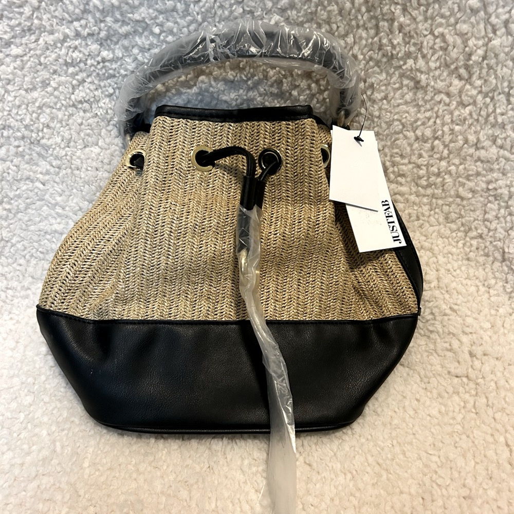 Justfab woven bucket bag